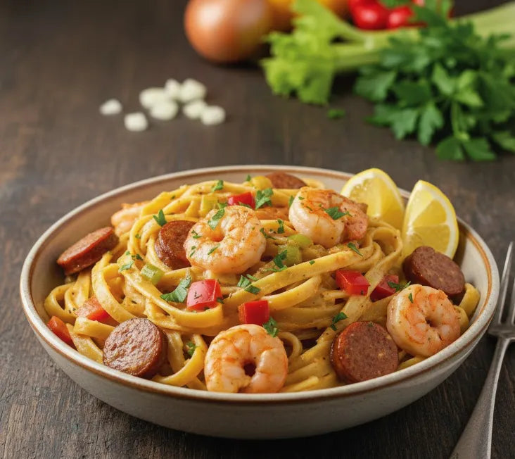 Cajun Sausage and Shrimp Pasta
