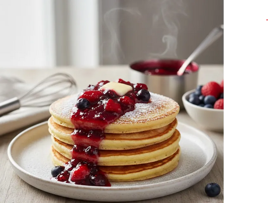 American Berry Pancakes with Quick Homemade Jam