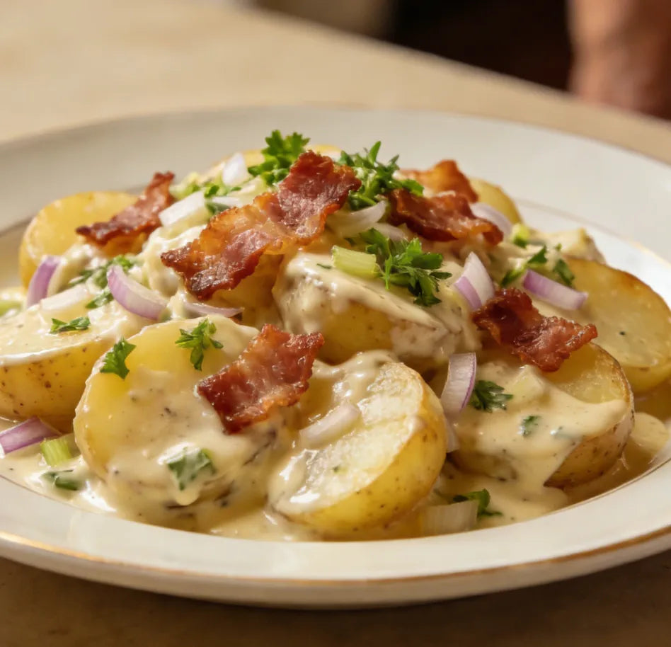 German Potato Salad with Crispy Bacon