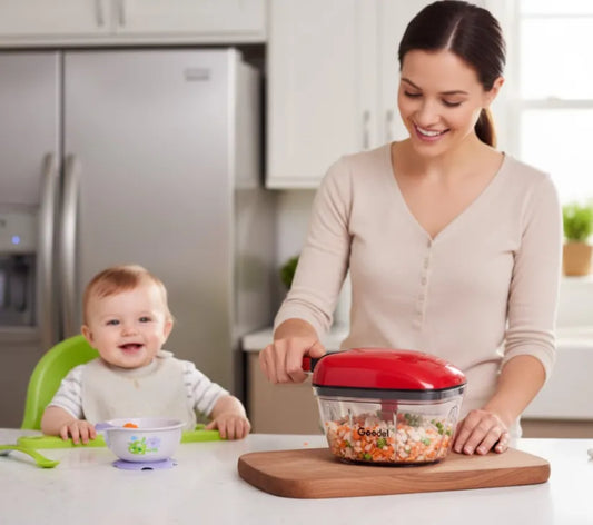 Baby Food Bliss: Soft Egg and Fruit Chops with Geedel's Gentle Blades