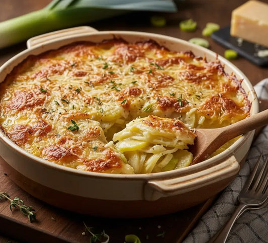 Buttery Leek and Potato Gratin