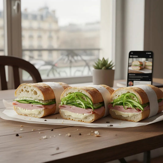 French Classic Ham &amp; Cheese Baguette with Cucumber Ribbons