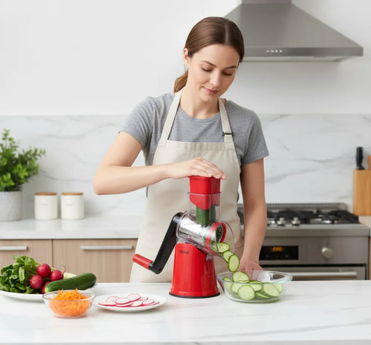 Dehydrated Veggie Hack: Geedel Rotary Cheese Grater Cuts Even Slices &amp; Shreds—Saves Drying Time!