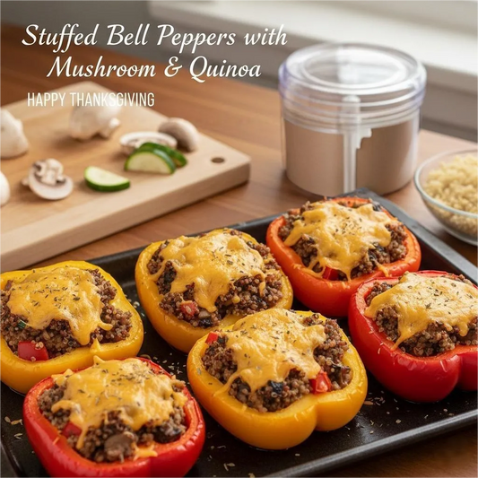 Stuffed Bell Peppers with Mushroom Quinoa