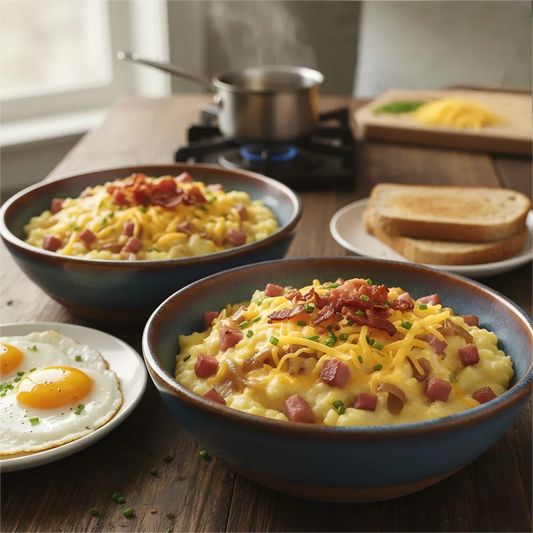 Southern U.S. Country Ham and Cheese Grits