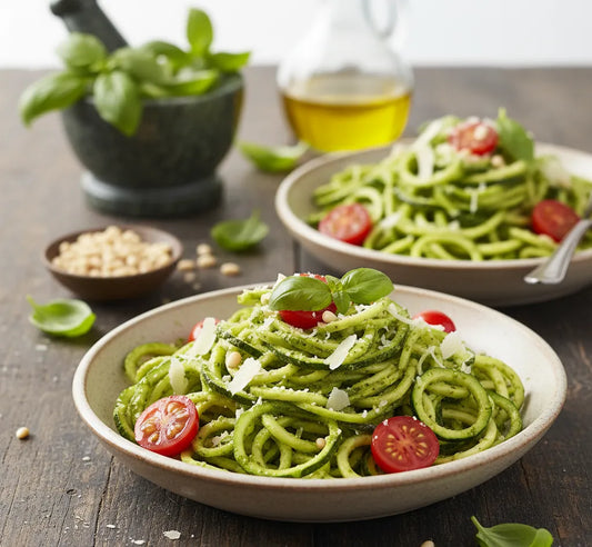 Pesto Zoodle Bowls: Fresh, Twirly, Basil Bliss in a Bowl