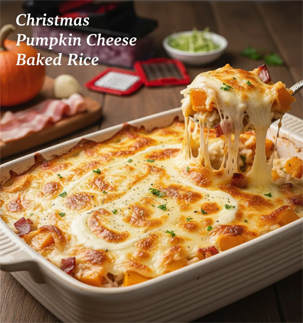 Christmas Pumpkin Cheese Baked Rice