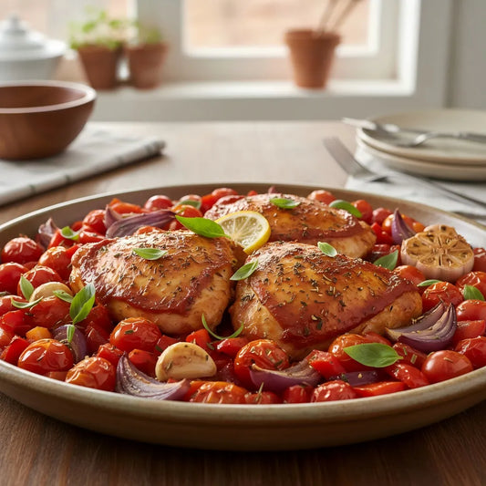 Italian Tomato Basil Roast Chicken with Vegetables