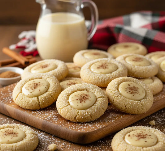 Eggnog Thumbprints: Buttery Holiday Cookies with a Creamy Rum-Kissed Center