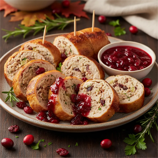 Thanksgiving Smoked Turkey Rolls with Cranberry Dip