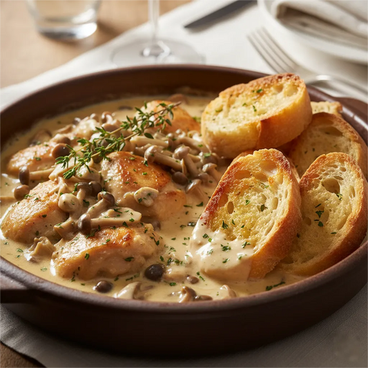 French Creamy Mushroom Braised Chicken