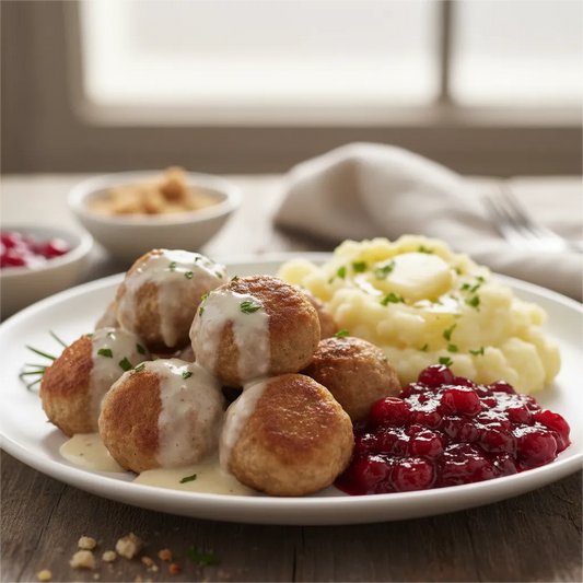 🥔Nordic Swedish Meatballs with Lingonberry Sauce