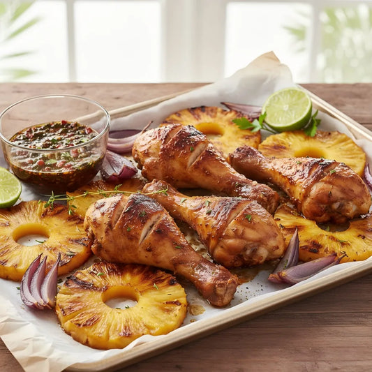 Caribbean Jerk Chicken Drumsticks with Grilled Pineapple