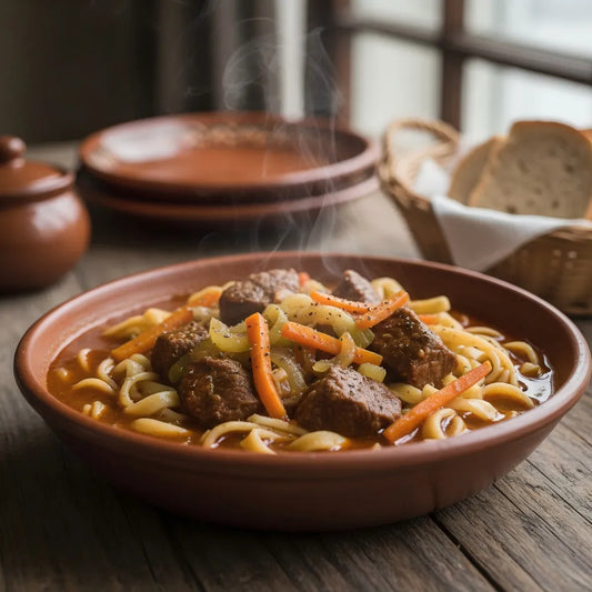 Hungarian Gulyás Beef with Noodles