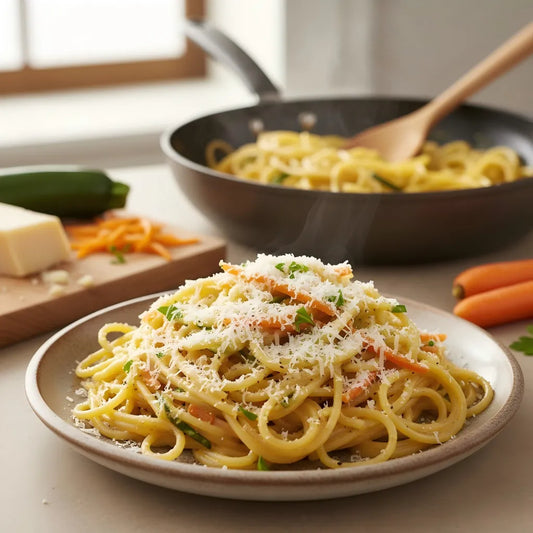 Italian Carrot &  Zucchini Parmesan Pasta