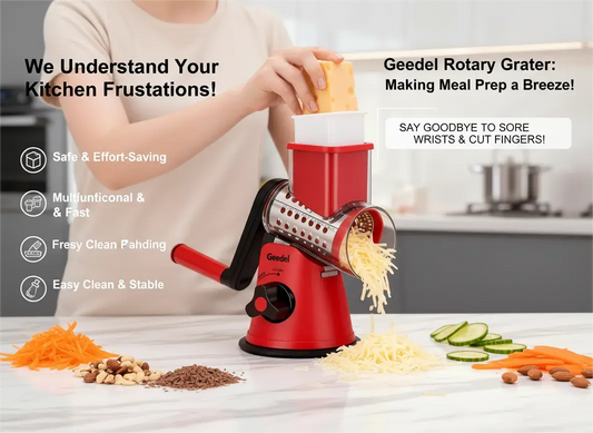 We Understand Your Kitchen Frustrations! Geedel Rotary Cheese Grater: Making Meal Prep a Breeze