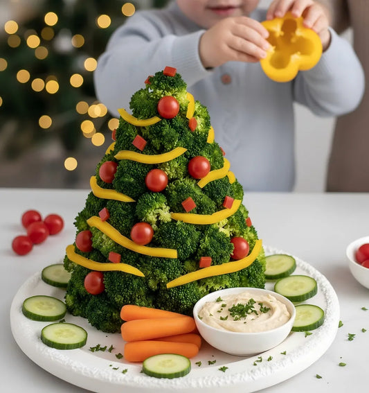 Festive Christmas Veggie Tree Platter:  Perfect Plating & Kid-Friendly Fun