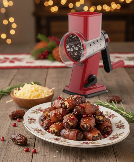 Gouda-Stuffed Dates: A Sweet–Savory Thanksgiving Bite Reinvented with the Geedel Rotary Cheese Grater