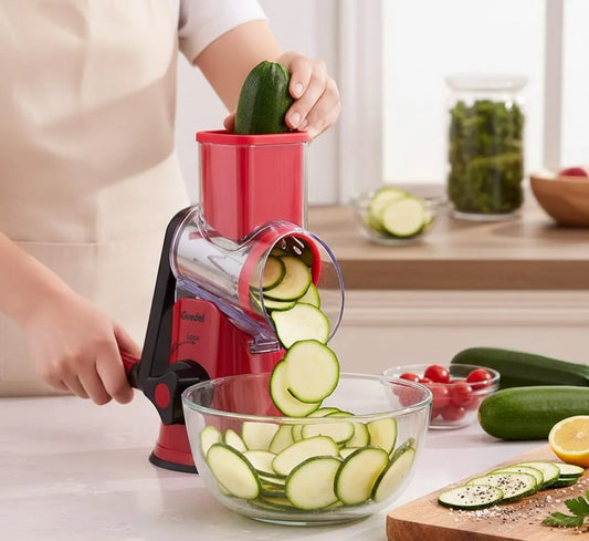 Homemade Healthy Snack Hack: Geedel’s 5-Blade Set Grinds Almonds for Energy Balls, 3-Blade Slices Zucchini for Chips—Perfectly Even!