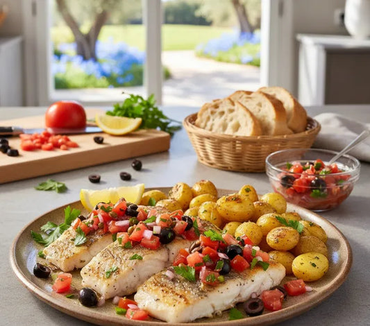 Mediterranean Baked Fish with Tomato-Olive Salsa