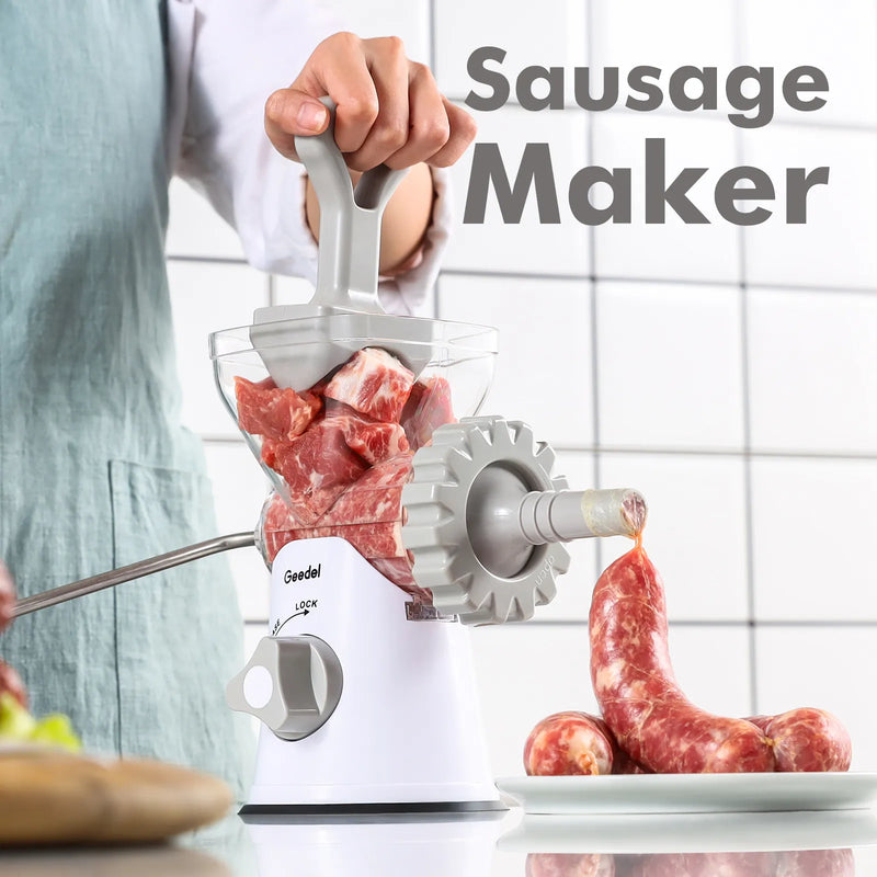Geedel Manual Meat Grinder: Effortless Home Grinding with 2 Stainless Steel Changeable Blades & Easy Clean-Up