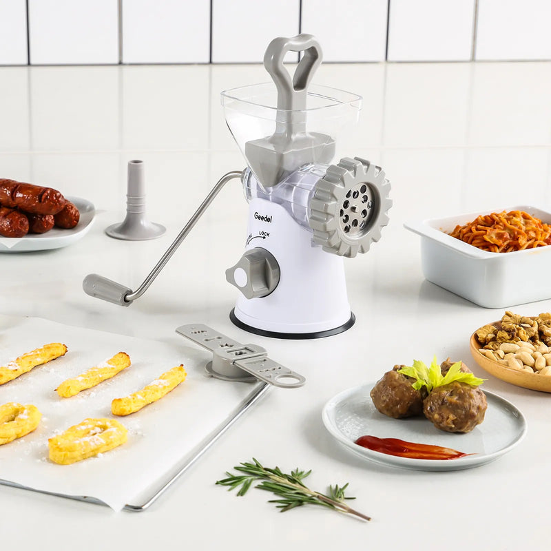 Geedel Manual Meat Grinder: Effortless Home Grinding with 2 Stainless Steel Changeable Blades & Easy Clean-Up